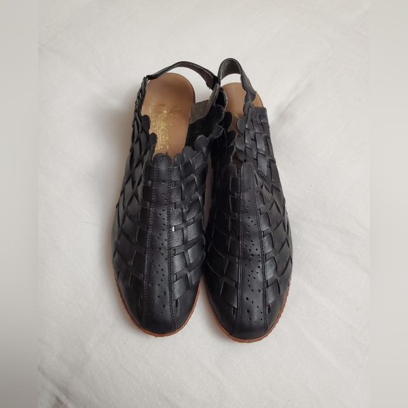 Rieker Sina Black Woven Leather Sandals Women's Size 42-10 Classic Boho Chic - Picture 15 of 15